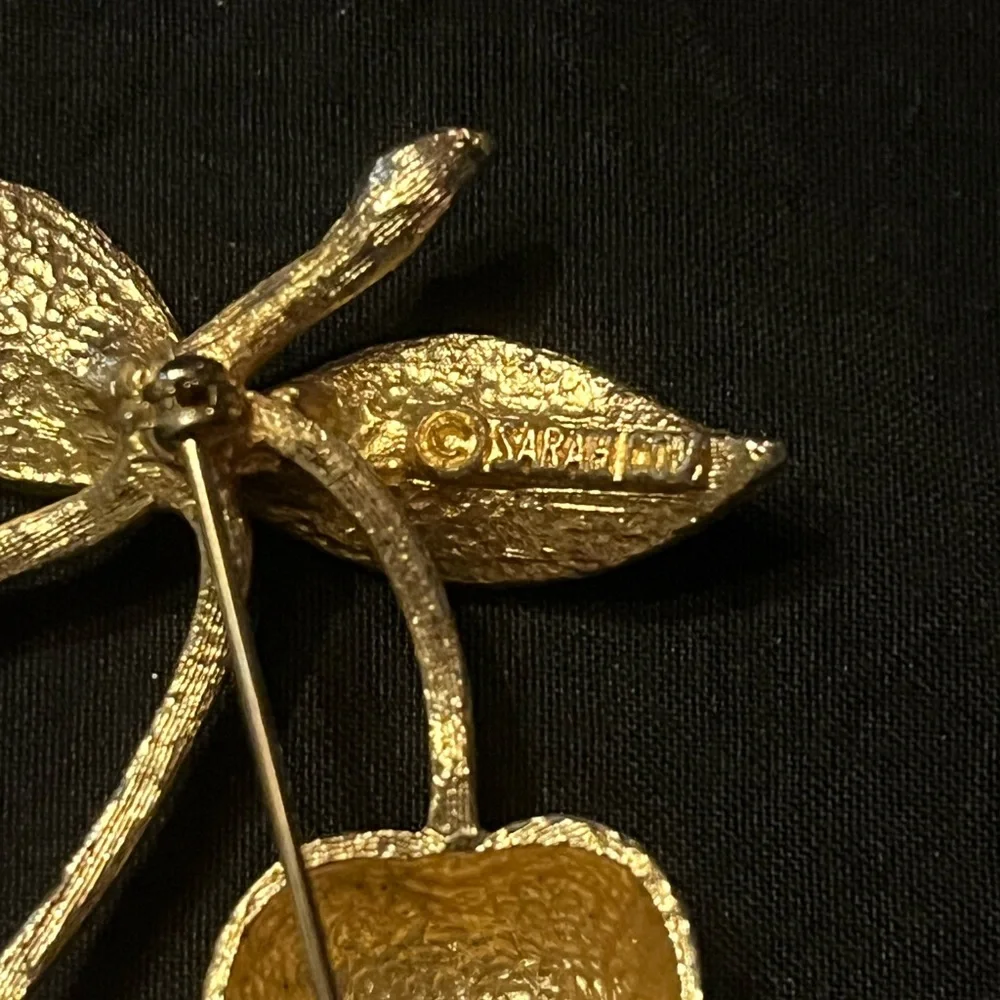 Vintage Sarah Coventry Gold-Tone Cherry Pin